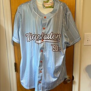 NWT Men’s 4 XL Nickelodeon Sky Blue Jersey with Orange Accents